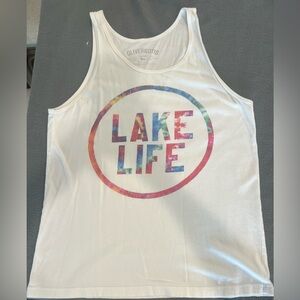 Oliver & Otis "Lake Life" Tie-Dye Graphic Tank Top White Summer M